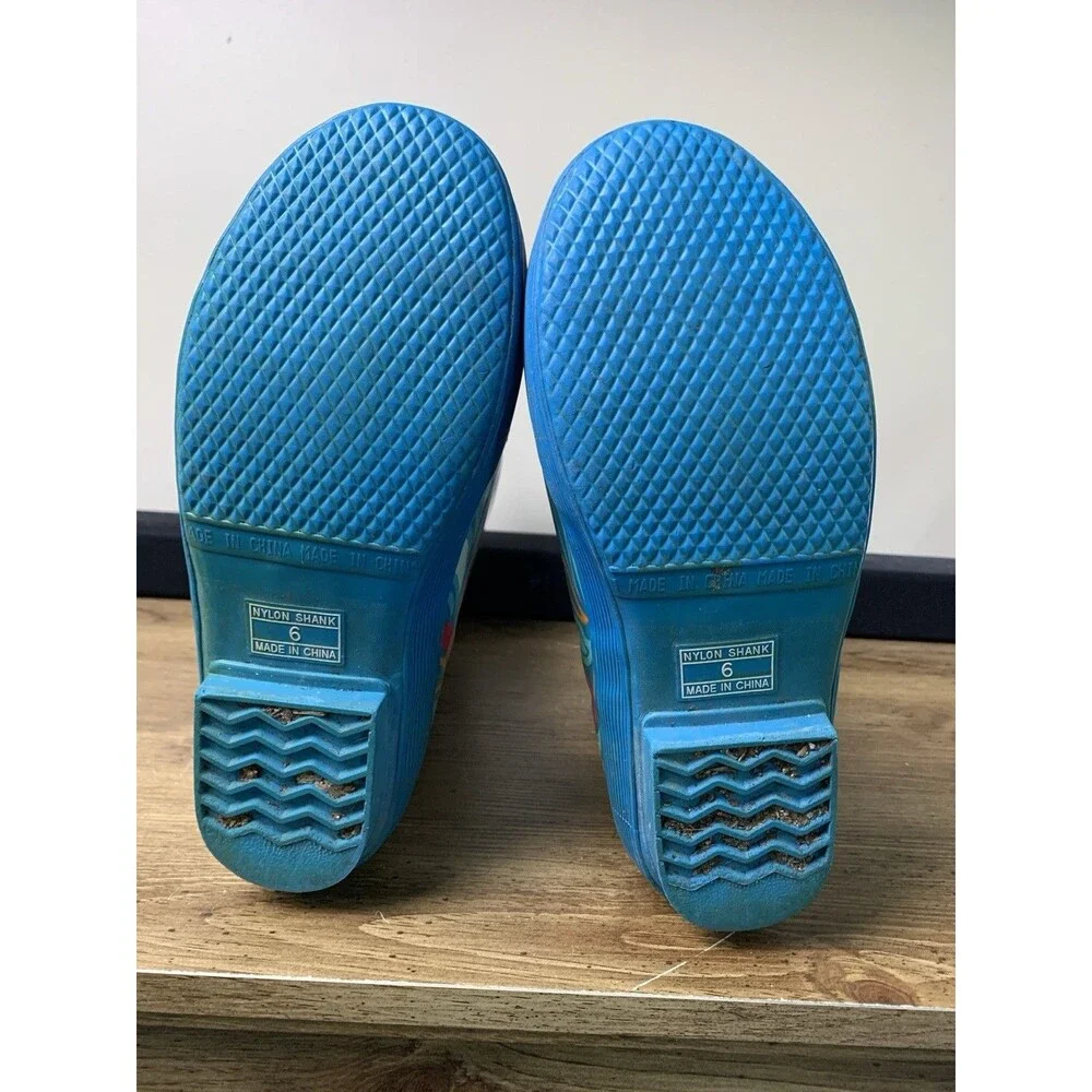 🌻2 for $20🌻 LL Bean Wellie Rain Boots Kids Blue Paisley Girls Size 6 Outdoor